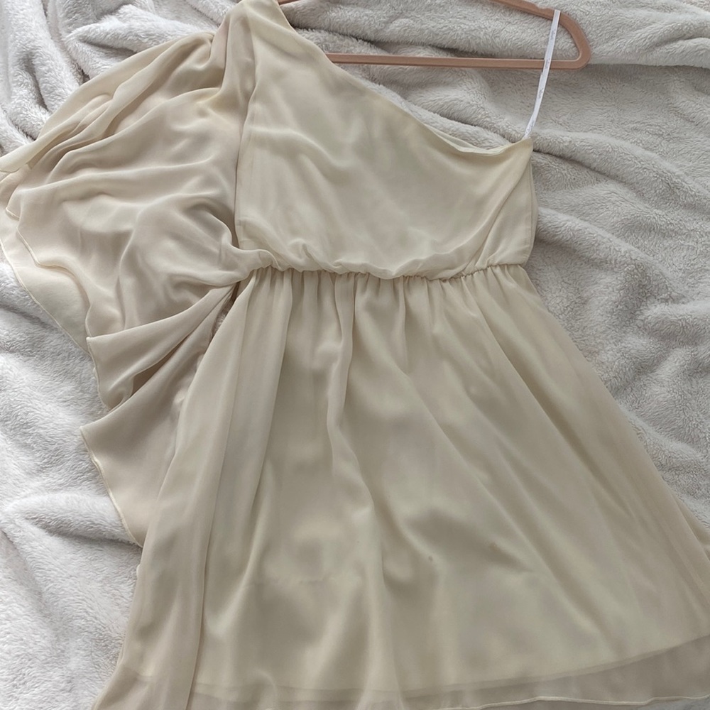 Cream One Shoulder Papaya Dress